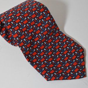 Executive Big and Tall Red White Blue Silk Necktie XL